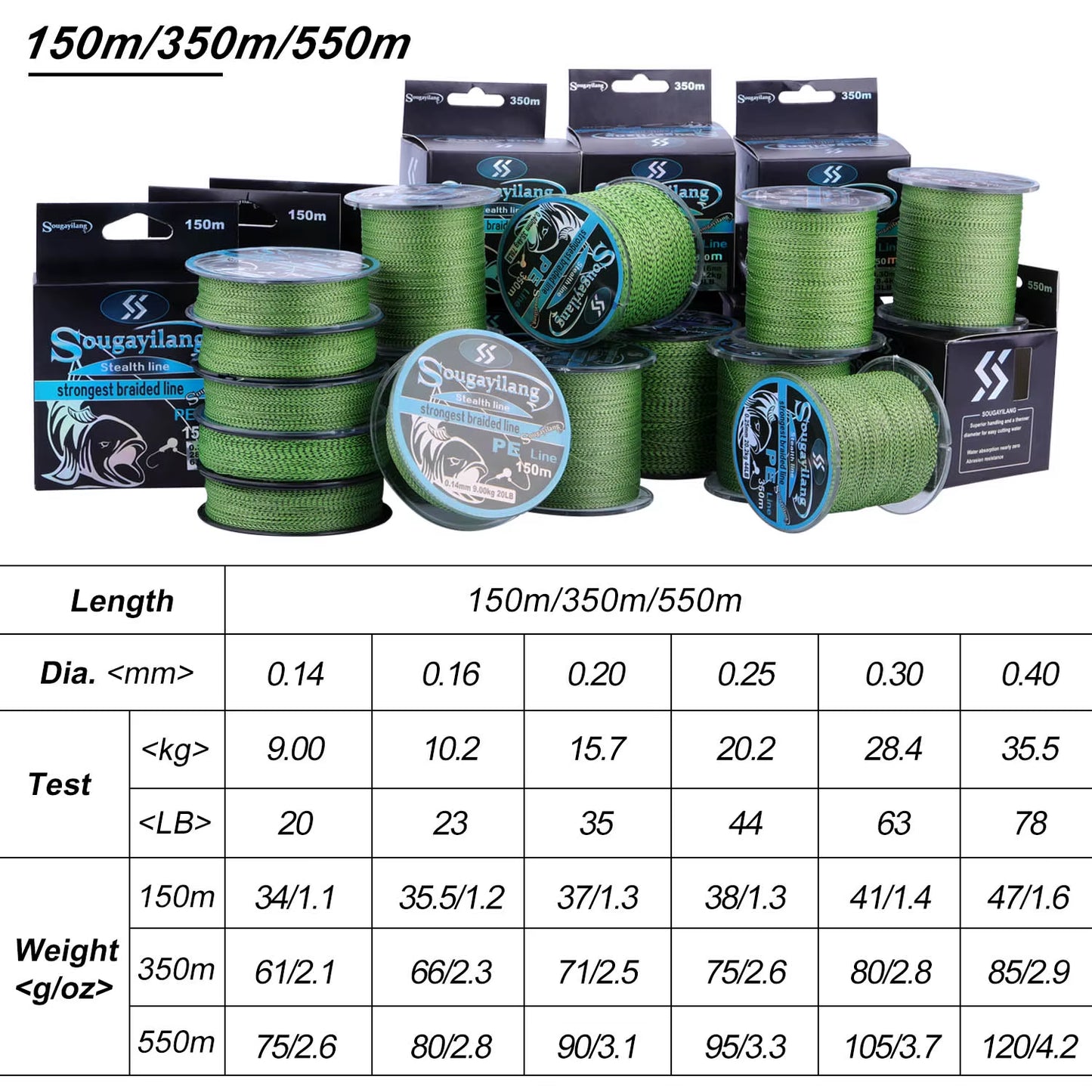150M 350M PE Braid Fishing Line 4 Strands Speckled Multifilament Fishing Line Super Strong PE Invisible Fishing Line