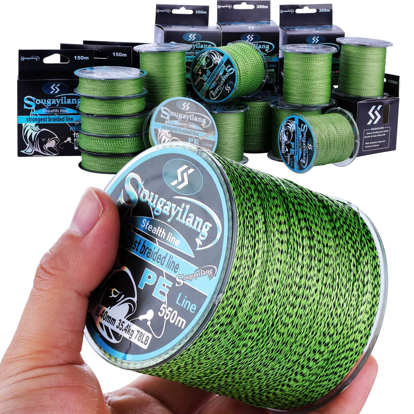 150M 350M PE Braid Fishing Line 4 Strands Speckled Multifilament Fishing Line Super Strong PE Invisible Fishing Line