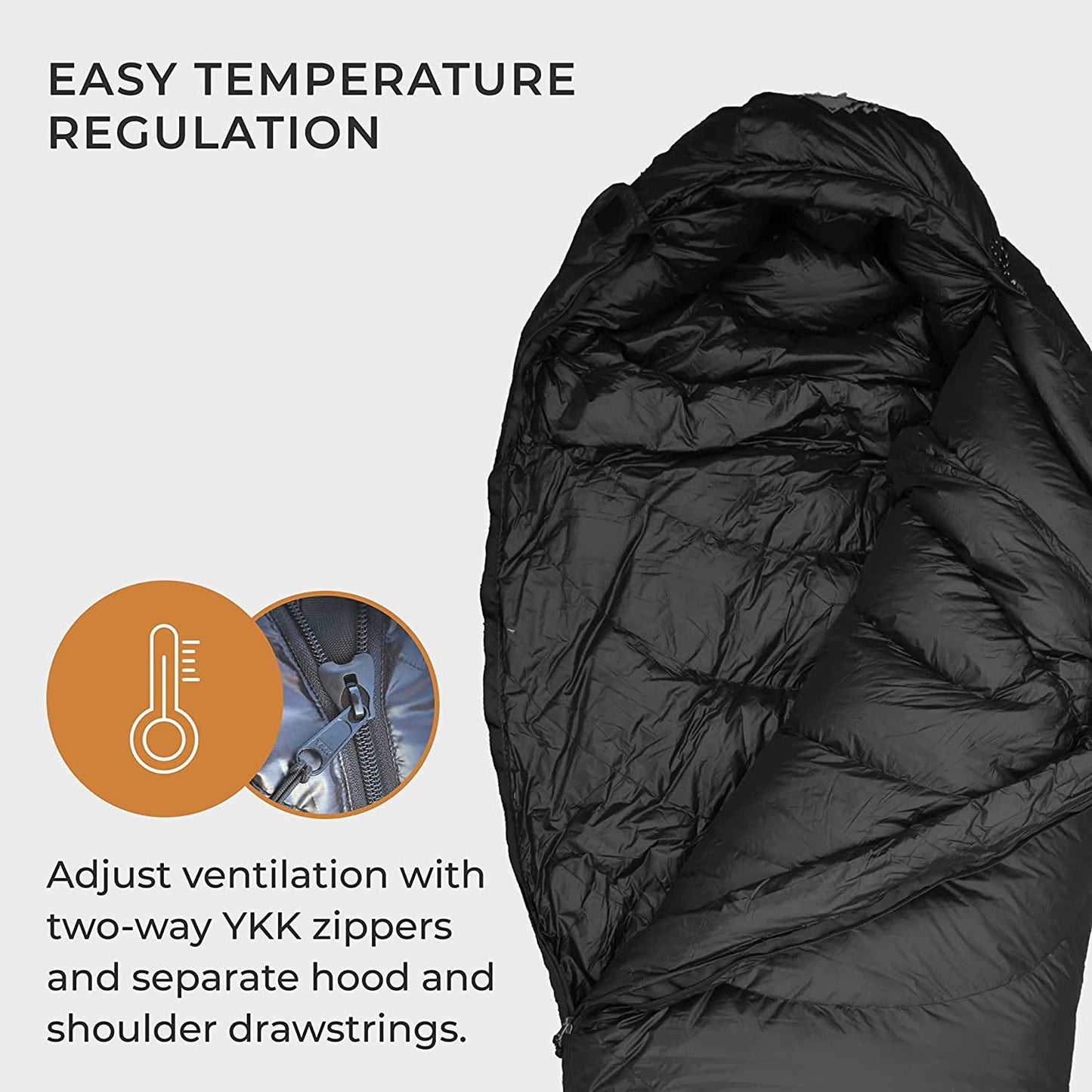 Quandary 15°F Cold Weather Mummy Hiking & Backpacking Sleeping Bag - Duck down 650 FP 3 Season Sleeping Bags for Adults - Ultralight with Compression Stuff Sack