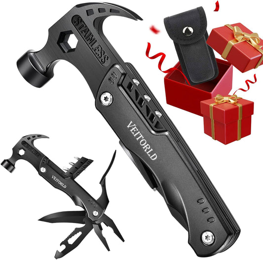Gifts for Men Dad Him Fathers Day, Unique Anniversary Birthday Gifts Idea for Men Him Husband Boyfriend, All in One Tools Hammer Multitool, Camping Hunting Hiking Presents, Cool Gadgets