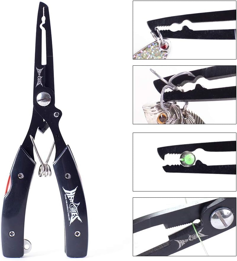 Aluminum Fishing Pliers, Fishing Line Cutter, Saltwater Resistant Fishing Gear, Split Ring, Hook Remover with Lanyard and Sheath, Ice Fishing Tools