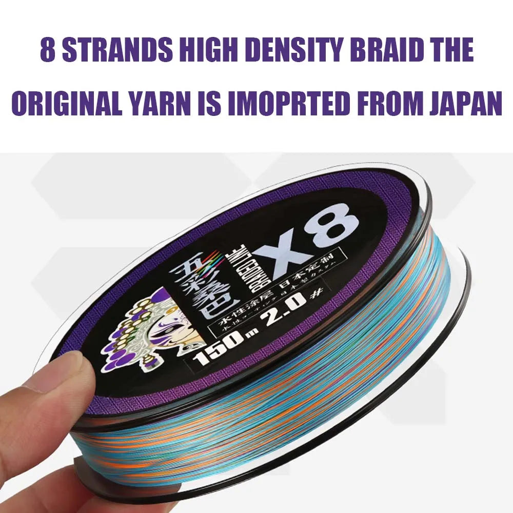 PE Fishing Line X8 Strand Braided Fishing Line 150M 300M 1000M Super Tension Strong Resistance Smooth Multifilament Fishing Line