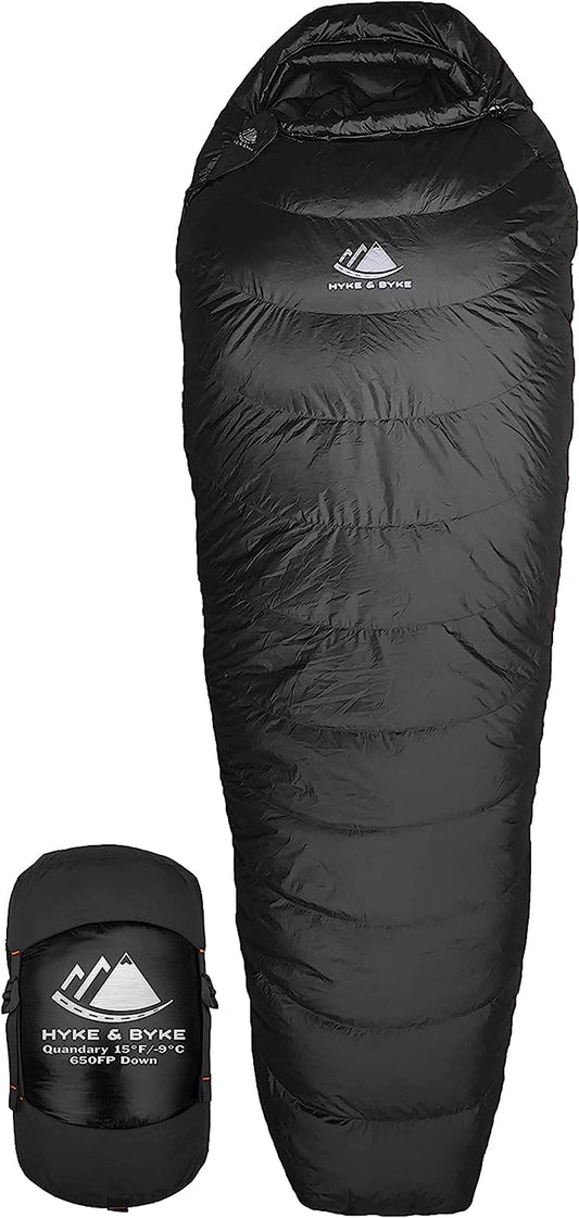 Quandary 15°F Cold Weather Mummy Hiking & Backpacking Sleeping Bag - Duck down 650 FP 3 Season Sleeping Bags for Adults - Ultralight with Compression Stuff Sack