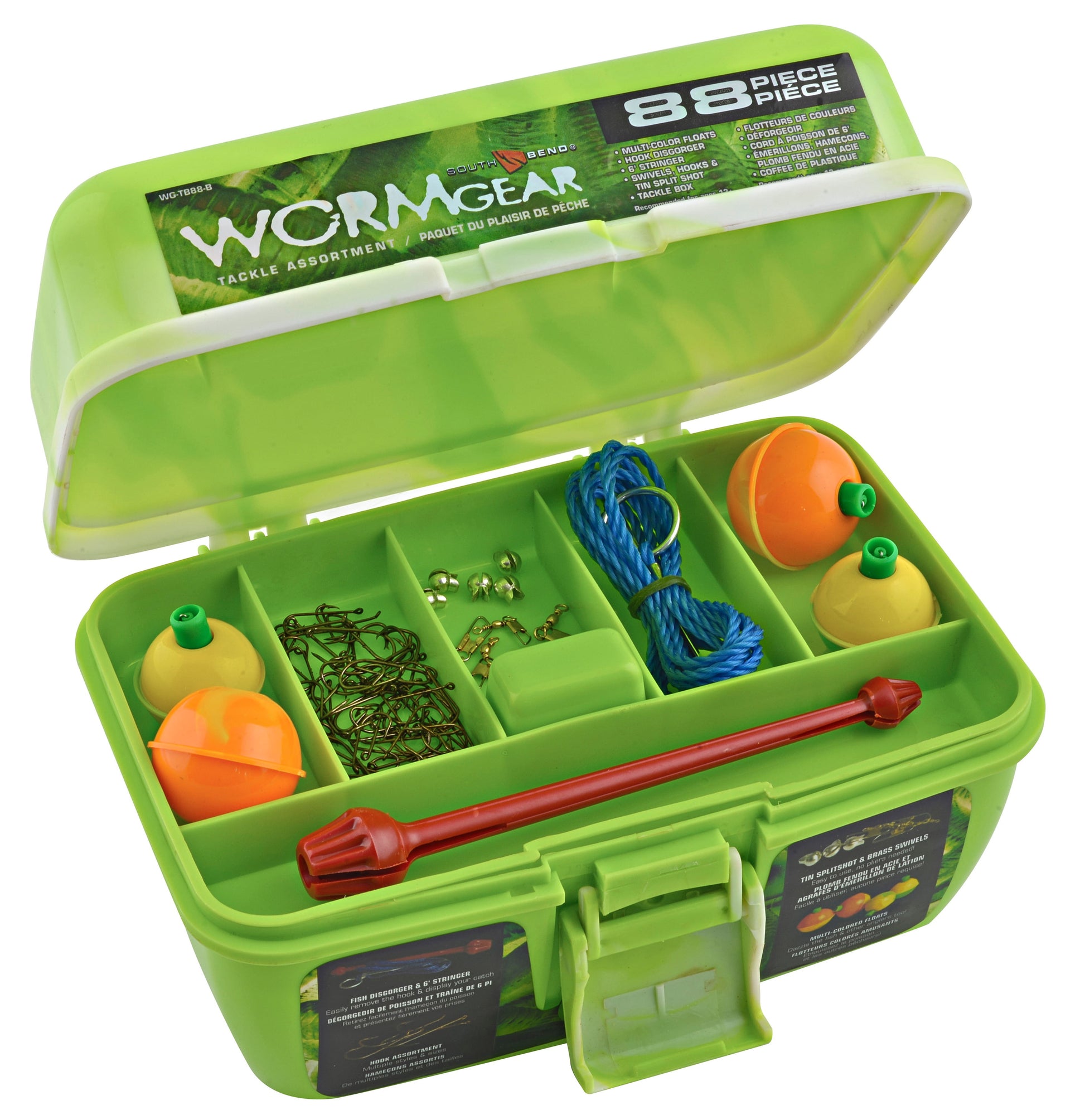 (2 Pack)  Worm Gear Single Tray Tackle Box Green