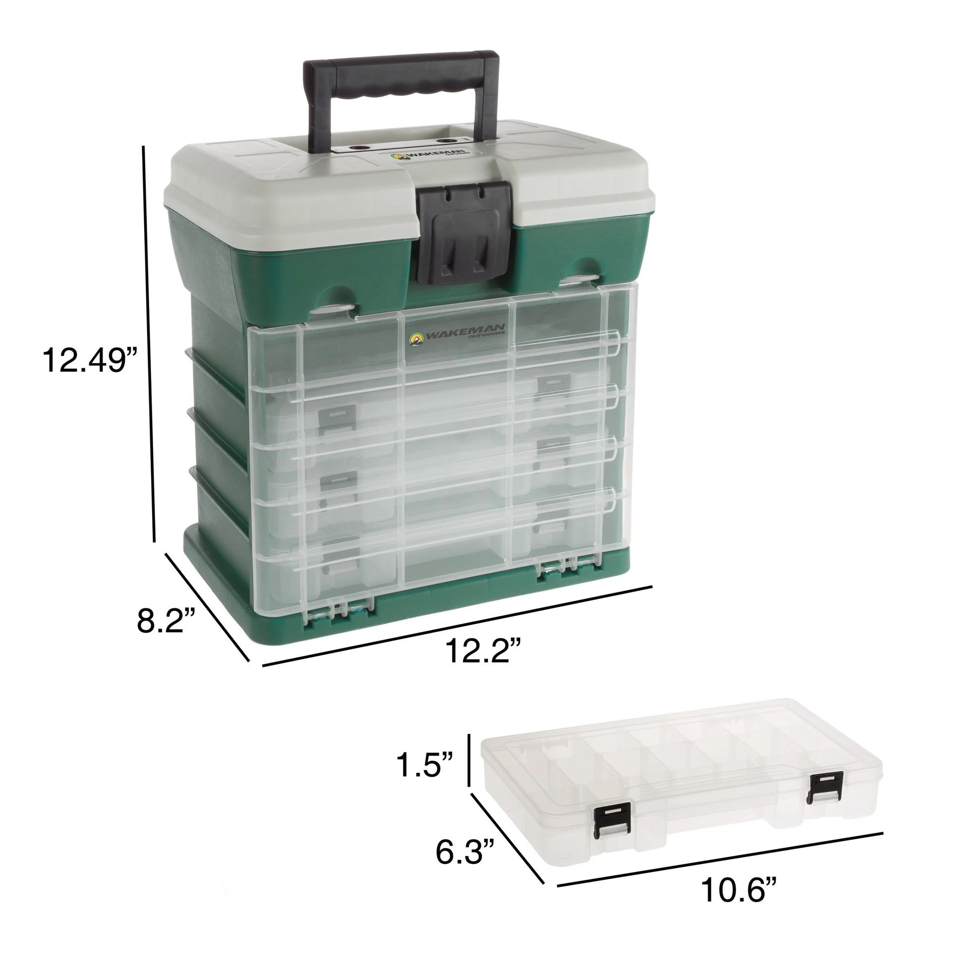 Wakeman Plastic 4-Drawer Tackle Box Organizer for Fishing and Crafts, Green