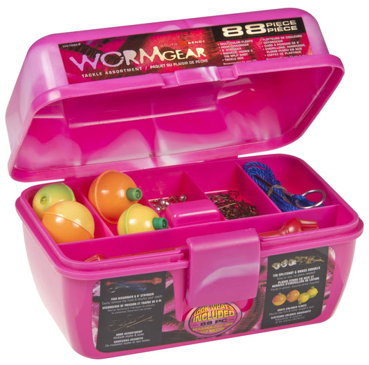 Worm Gear Fishing Plastic Tackle Box Pink
