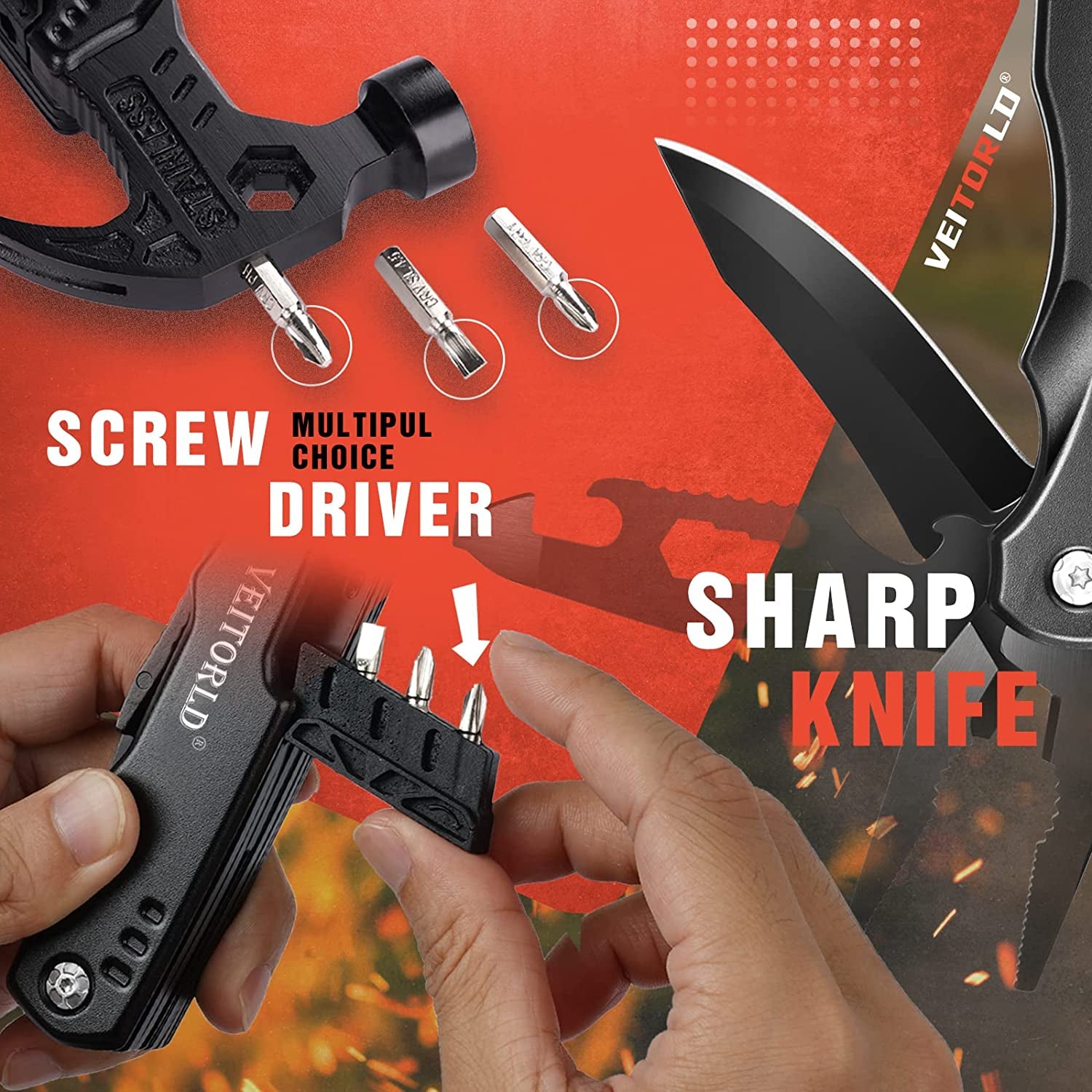 Gifts for Men Dad Him Fathers Day, Unique Anniversary Birthday Gifts Idea for Men Him Husband Boyfriend, All in One Tools Hammer Multitool, Camping Hunting Hiking Presents, Cool Gadgets