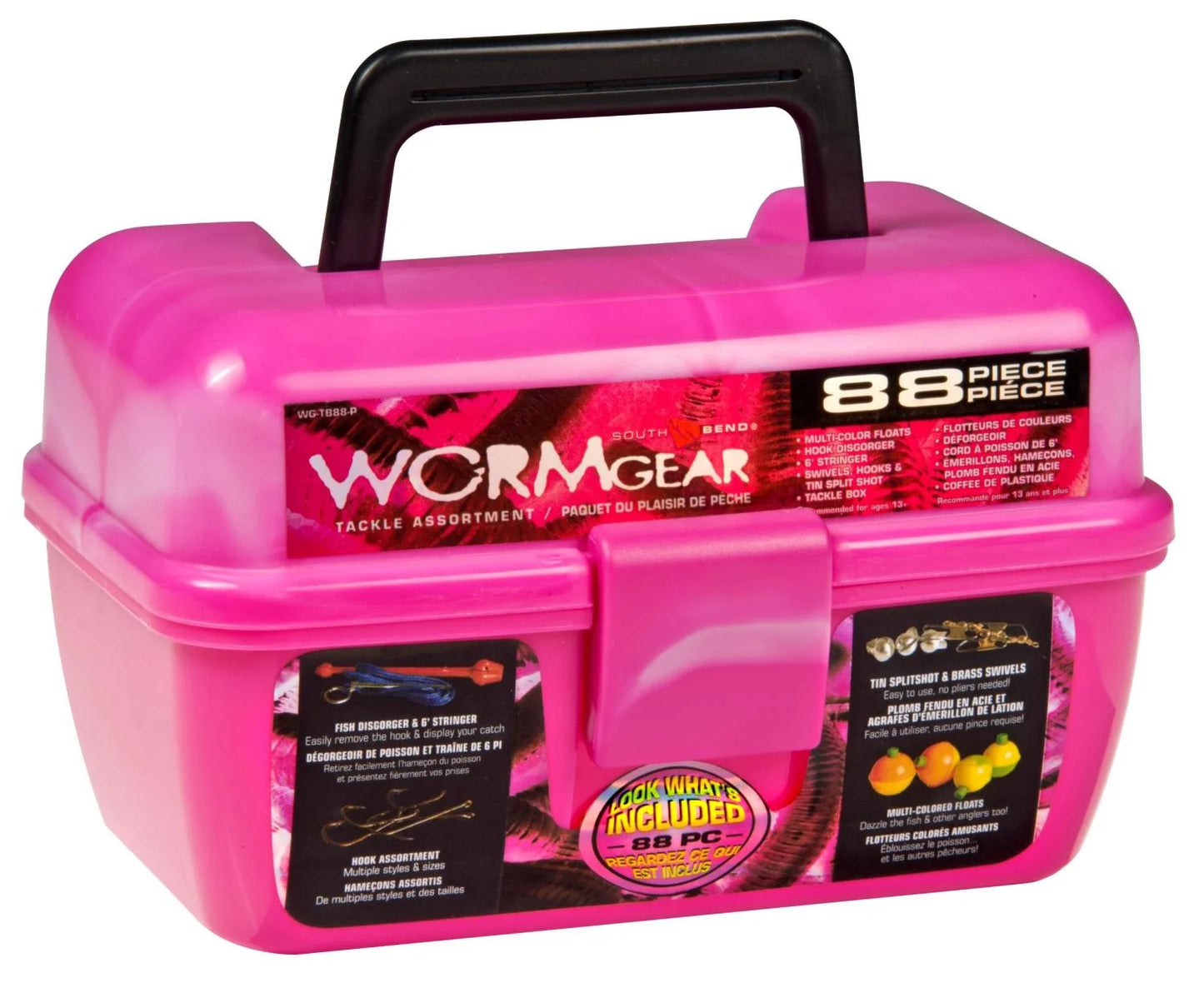 Worm Gear Fishing Plastic Tackle Box Pink