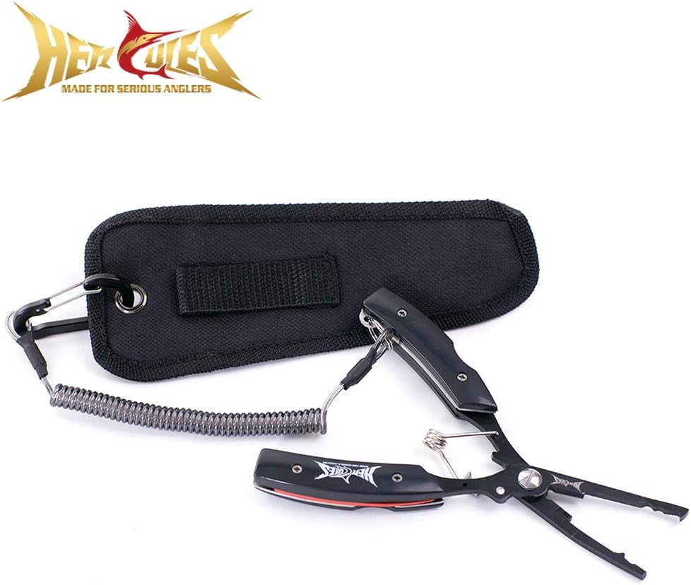 Aluminum Fishing Pliers, Fishing Line Cutter, Saltwater Resistant Fishing Gear, Split Ring, Hook Remover with Lanyard and Sheath, Ice Fishing Tools
