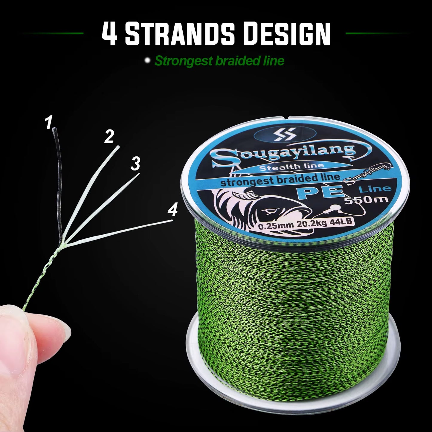 150M 350M PE Braid Fishing Line 4 Strands Speckled Multifilament Fishing Line Super Strong PE Invisible Fishing Line