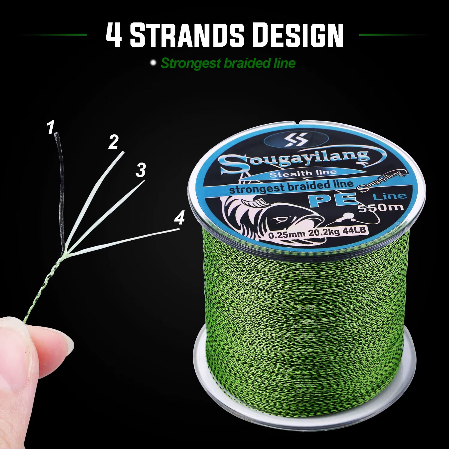 150M 350M PE Braid Fishing Line 4 Strands Speckled Multifilament Fishing Line Super Strong PE Invisible Fishing Line